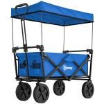 Carrinho de Transporte Dobrável com Toldo Removível e Alça Ajustável Capacidade 100 kg para Campismo 97x52x105 cm Azul