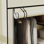 Roupeiro de Tecido Dobrável com 6 Prateleiras e 1 Barra de Pendurar para Dormitório Vestidor 103x43x162,5cm Creme