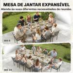 Mesa de Jardim Extensível com Superfície em Alumínio 154/214x85 cm com Efeito Madeira para 8 - 10 Pessoas Cinza Claro