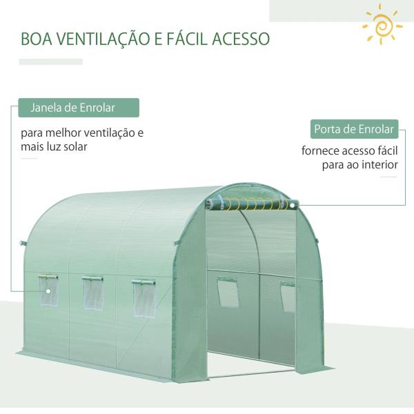 Cobertura de Estufa com 6 Janelas e Porta para Jardim Anti - UV PE 300x200x200 cm Verde