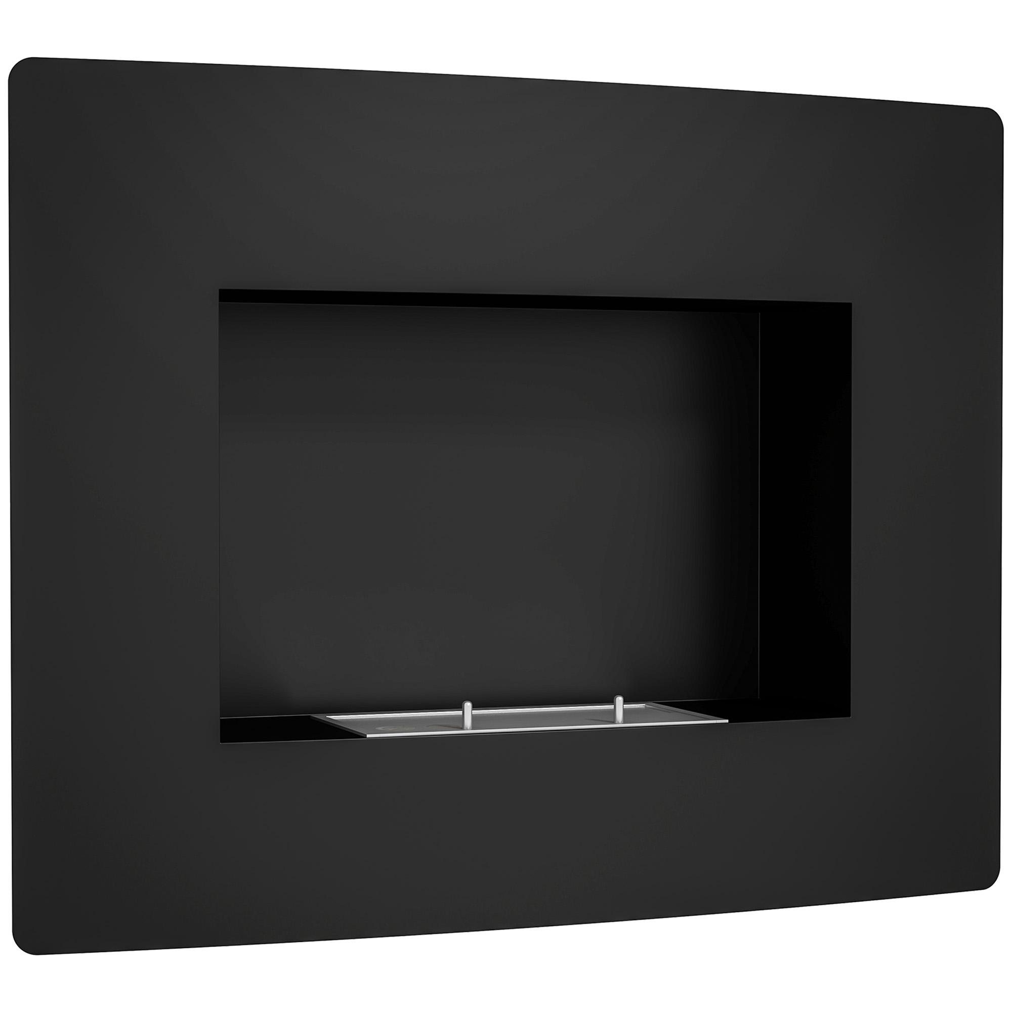 Lareira de Bioetanol de Parede com Depósito de 0,9L Tempo de Combustão 3,3H para Interiores 15 - 20 m² 66x16x52 cm Preto