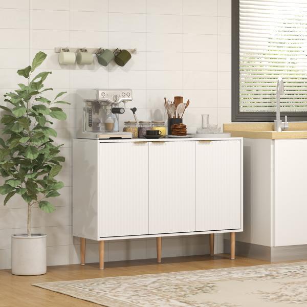 Aparador de Sala de Estar com Prateleira Ajustável Móvel para TV para Quarto Sala de Estar 107x35x80 cm Branco