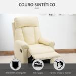 Poltrona Relax Reclinável Estofado em PU Poltrona de Sala de Estar com Apoio para os Pés Retrátil Encosto Alto Apoio para os Braços e Assento Acolchoado Grosso 80x97x107cm Bege
