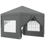 Tenda de Jardim com Paredes Laterais Amovíveis Janelas Porta com Fecho de Correr e Bolsa de Transporte 295x295x196 - 258 cm Cinzento