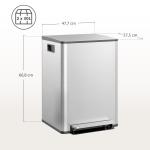 Balde de Lixo de Cozinha com 2 Compartimentos 2x30L Pedal Fechamento Suave e Cubo Amovível Prata
