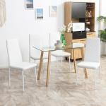 Conjunto de 4 Cadeiras de Sala de Jantar Estofadas em Couro Sintético com Encosto Alto e Pés de Aço 41x50x97cm Branco
