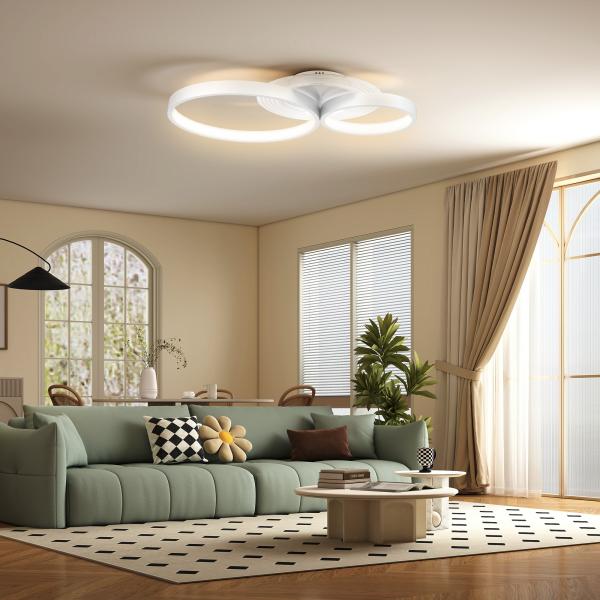 Candeeiro de Teto LED 40W Candeeiro Moderno com Iluminação LED 3000K/4000K/6500K 59x38x7,4 cm Branco