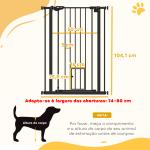 Barreira de Segurança Ajustável com Porta Pequena, Fecho Automático e Sistema de Bloqueio Duplo 74 - 80 x 104,1 cm Preta