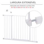 Barreira de Segurança para Animais de Estimação Extensível para Escadas e Portas Barreira de Segurança para Cães 76 - 107x76 cm Branco
