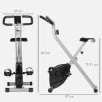 Bicicleta Estática Dobrável Silenciosa com 8 Níveis de Resistência, Monitor LCD, Assento Ajustável e Rodas, Cinzento