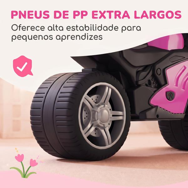 Mota de Equilíbrio Infantil sem Pedais com Música e Rodas Extra Largas para Crianças dos 18 – 36 Meses Rosa