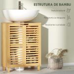 Móvel para Lavatório Pousar de Bambu com Prateleira Ajustável para Lavatórios com ou sem Pedestal 60x30x80 cm Madeira
