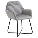 Cadeira de Sala de Jantar Estofada em Veludo com Base Metálica Cruzada Cadeira de Leitura 60x56,5x85 cm Cinza