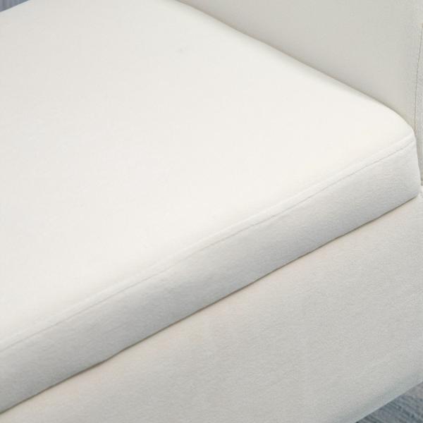 Banco para Pé de Cama Estofado em Veludo Banco de Armazenamento Acolchoado com Tampa Apoio para os Braços Pés de Madeira para Dormitório Sala de Estar 111,5x41x65cm Branco Creme