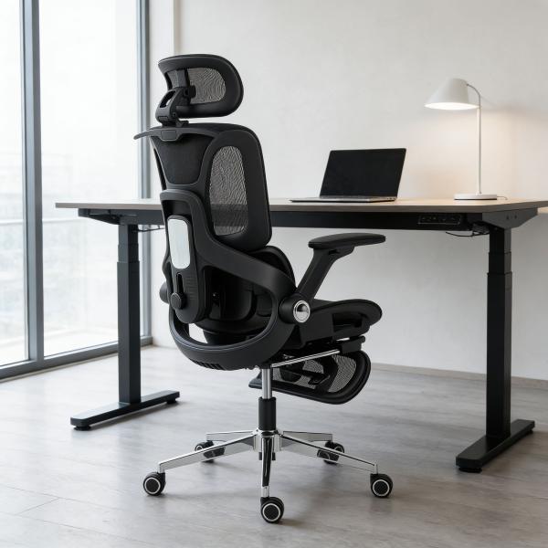 Cadeira de Escritório com Encosto Reclinável e Alto Suporte Lombar Transpirável Apoios de Braço 4D e Encosto de Cabeça Ajustável 67x74x113 - 132 cm Preto