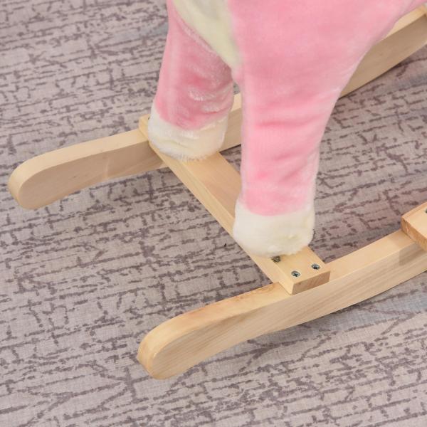 Cavalo Baloiço para Crianças Cavalo Baloiço de Pelúcia Suave com Música Relinchos Sons de Galope Boca e Cauda Móveis 65x32,5x61 cm Rosa