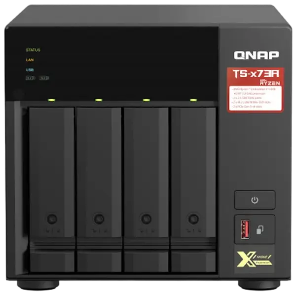QNAP TS - 473A NAS 4 Bay Tower AMD Ryzen Embedded V1500B 8GB DDR4 Preto — Recondicionado
