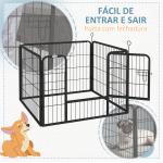 Parque para Cães com 4 Painéis Dobrável 82x82x60 cm com Porta e Fechadura para Exterior e Interior Cinza Escuro