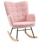 Poltrona Baloiço em Borrego com Oscilação de 40° Pés de Madeira de Faia e Estrutura de Aço 71x98x101 cm Rosa