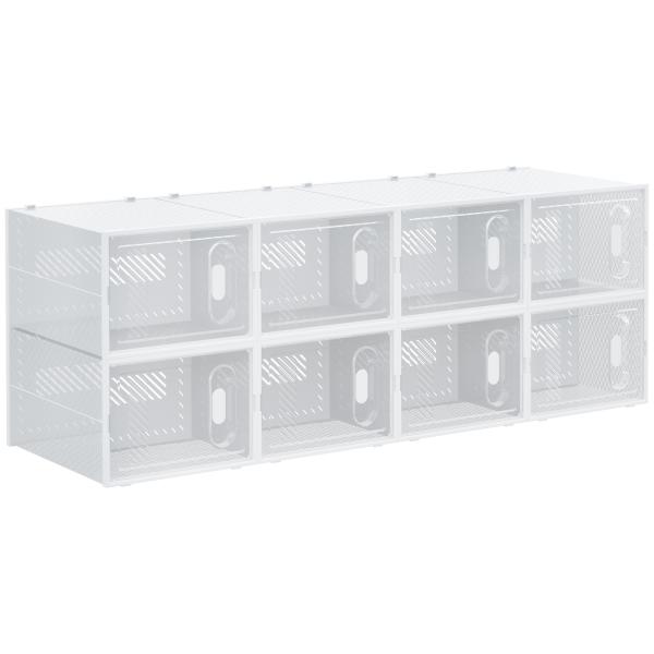 Armário Modular de Plástico Sapateira Modular com 8 Cubos Portas Magnéticas Organizador de Sapatos para Entrada Corredor Dormitório 28x36x21cm Transparente