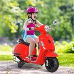 Mota Elétrica para Crianças com Licença Vespa com Música Velocidade 2 - 3 km/h e Buzina 102x50,5x75,5 cm Vermelha