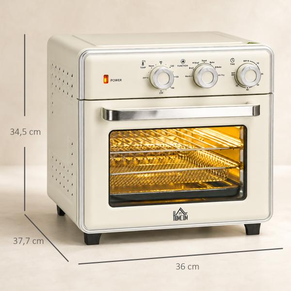 Mini Forno Elétrico de Bancada com Convecção 20 L 1400 W, 7 Funções, 90 - 230 °C, Temporizador 60 Min, Creme