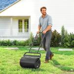 Rolo para Relva Largura 58cm Ø32cm Rolo para Relvado 38L Preenchível de Areia ou Água com Guiador em U para Jardim Preto