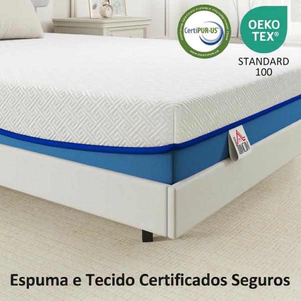 Colchão 190x135 cm Espessura 20 cm Colchão Viscoelástico com Chá Verde Firmeza Média Cama Refrescante com Espuma de Gel