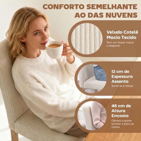 Conjunto de 4 Cadeiras de Jantar Cadeiras Modernas para Cozinha Encosto Alto Estofadas em Veludo Assento Acolchoado 44x56x90 cm Bege