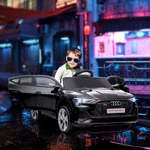 Carro Elétrico Audi E - Tron 12V com Faróis Buzina Música MP3 TF USB e Abertura da Porta 3 - 8km/h 108x60x47 cm Preto