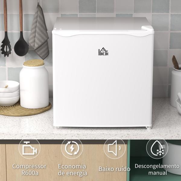 Mini Congelador Vertical 35 L Silencioso com Porta Reversível Temperatura Ajustável e Prateleira Amovível 47x44,2x48,8 cm Branco