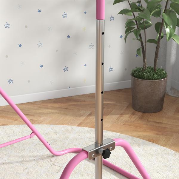 Barra de Ginástica para Crianças Dobrável com Altura Ajustável para Treino em Casa 154x106,2x88,5 - 128,5 cm Rosa