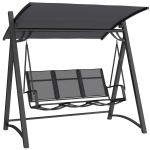 Baloiço de Jardim de 3 Lugares com Teto Ajustável UPF50+ Assento Transpirável e Estrutura em Metal 188x130x183 cm Cinza