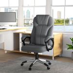 Cadeira de Escritório Giratória com Altura Ajustável Apoio para os Braços e Encosto Acolchoado de Linho Sintético 66x75x110 - 120 cm Cinza