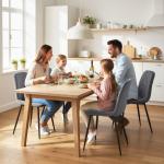 Conjunto de 4 Cadeiras de Jantar Modernas Cadeiras de Cozinha Estofadas em Veludo com Pés de Aço 45x54x87 cm Cinza