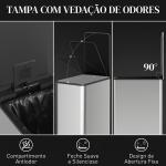 Caixote do Lixo de Cozinha 20 L em Aço Inoxidável com Tampa de Fecho Suave, Pedal e Balde Amovível, Prateado