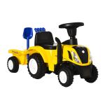 Trator para Crianças de 12 - 36 Meses com Reboque Removível Carro Andador com Buzina Farol Pá e Ancinho Carga 25kg 91x29x44cm Amarelo