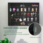 Vitrine de Parede de Madeira com Prateleiras Ajustáveis e 2 Portas Corredeiras de Vidro para Coleções Perfumes 80x9,5x60cm Preto