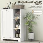 Móvel Casa de Banho com Cesto para Roupa Móvel Auxiliar Casa de Banho com Prateleiras Abertas e Cesta Amovível 60x38x86 cm Branco
