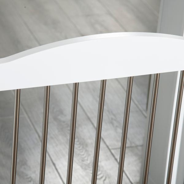 Barreira de Segurança para Cães Barreira de Segurança para Escadas e Portas Dobrável com Suporte de Pé 154x30x80cm Branco