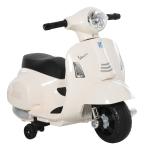 Mota Elétrica Vespa 6V com Farol Buzina e Rodas Auxiliares para Crianças de 18 - 36 Meses Branco 66,5x38x52 cm