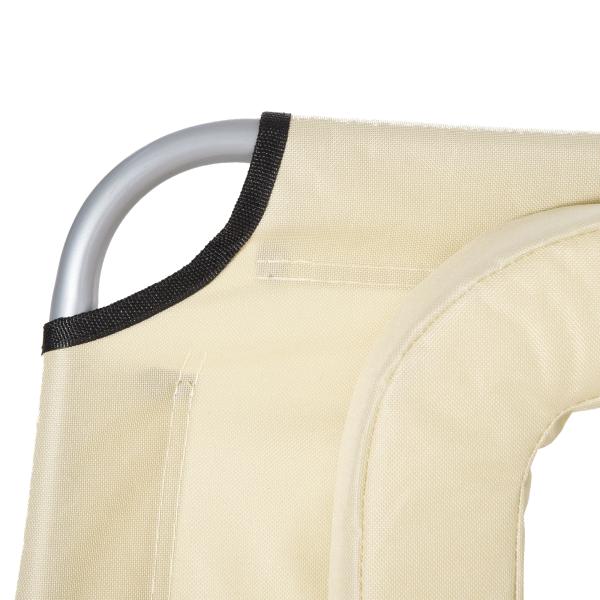 Espreguiçadeira de Jardim Reclinável e Dobrável com Orifício de Leitura Apoio para Cabeça e Encosto Ajustável em 4 Níveis para Praia 182x56x24,5 cm Bege