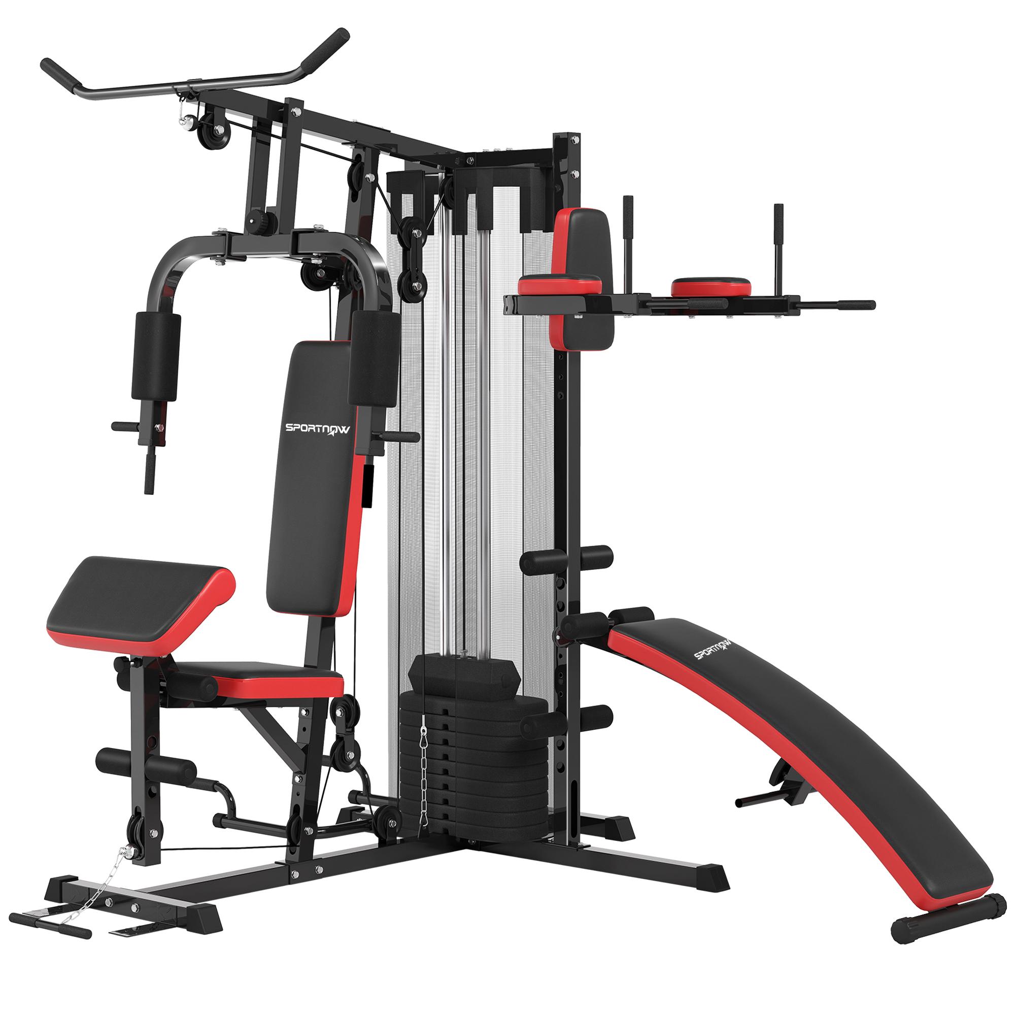 Máquina Multi Estação Ajustável Multi Estação de Musculação com Placas de Peso de 45 kg 225x175x200 cm Preto
