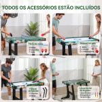 Mesa de Jogos 6 em 1 Dobrável Bilhar Matraquilho Ping Pong Lançamento de Anéis Hóquei com Bastão e Hóquei com Discos 118x104x71cm Multicor