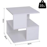Mesa Auxiliar Mesa de Cabeceira de 2 Níveis com Prateleira de Armazenamento para Sala Quarto Estante 40x40x43 cm Branco