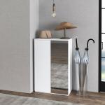 Sapateira com Espelho Móvel Sapateira para 18 Pares de Sapatos com Prateleiras Ajustáveis 60x32x95 cm Branco