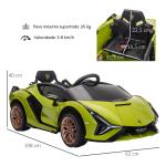 Carro Elétrico Infantil Lamborghini SIAN 12V para Crianças de 3 - 8 anos com Controle Remoto Abertura da Porta Música MP3 USB e Faróis 108x62x40 cm Verde