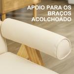 Poltrona Sala de Estar Poltrona Nórdica Poltrona Estofada em PU com Apoio para os Braços 73x70x80 cm Creme