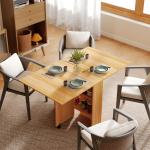 Mesa de Sala de Jantar Dobrável com Rodas Mesa Multifuncional para Sala de Jantar com 3 Formas 140x80x74cm Madeira