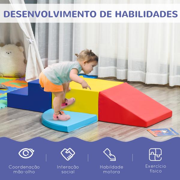 Conjunto de 4 Blocos de Psicomotricidade para Crianças Blocos de Construção Brinquedo de Aprendizagem Multicor